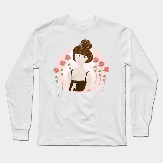 Girl loves red Roses Long Sleeve T-Shirt by Aurealis